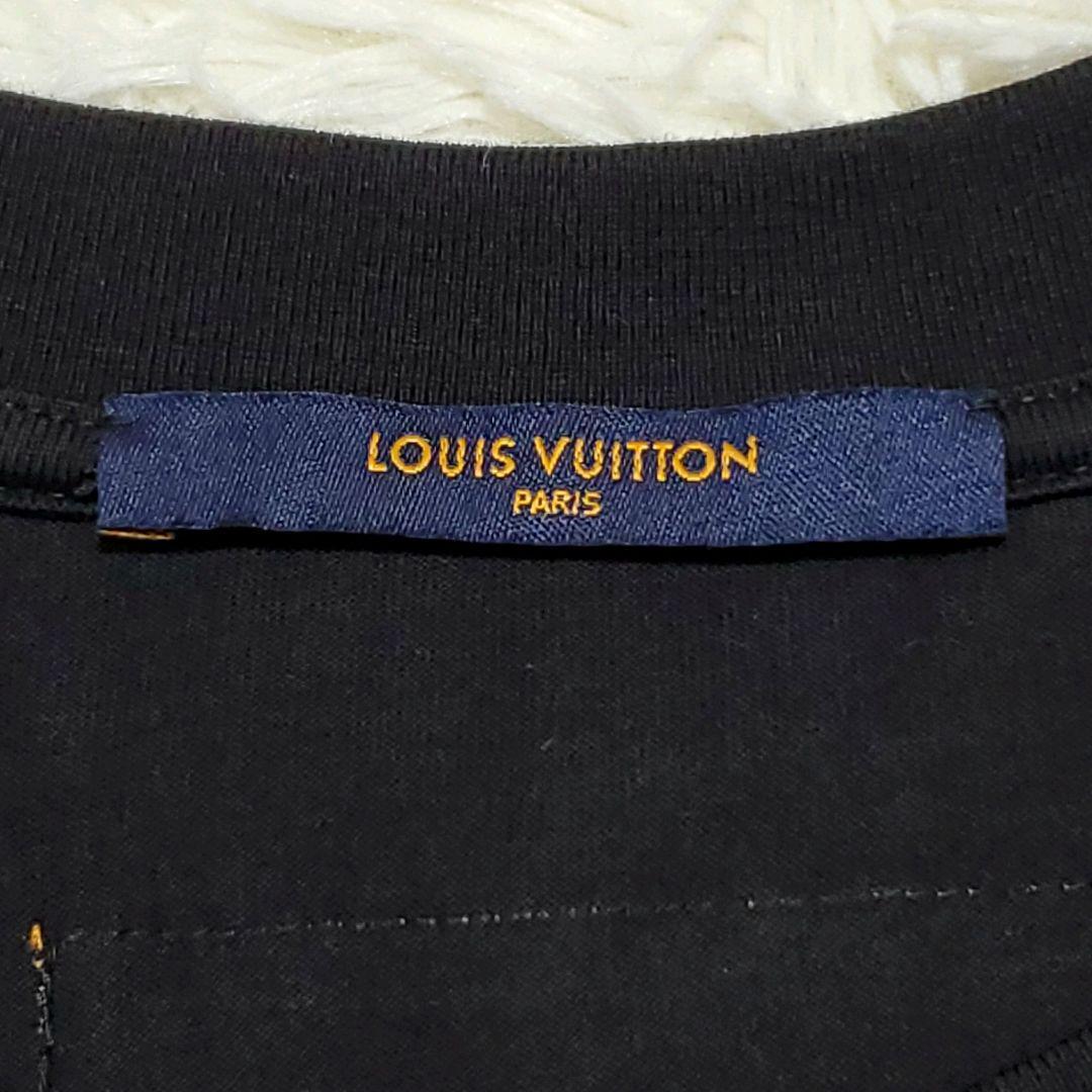 数回使用 L ルイヴィトン 23ss LV ロゴ フリークエンシー グラフィック Tシャツ 黒 イタリア製 スター ブロッサム LOUIS VUITTON ステッチ