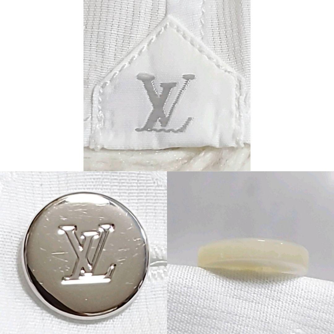 数回使用 M ルイヴィトン モノグラム 総柄 ワイシャツ 白 LVロゴ 銀ボタン イタリア製 LOUIS VUITTON 長袖 トップス カッターシャツの画像8