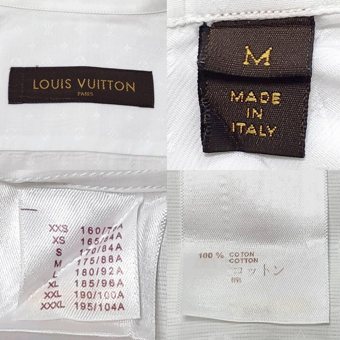 数回使用 M ルイヴィトン モノグラム 総柄 ワイシャツ 白 LVロゴ 銀ボタン イタリア製 LOUIS VUITTON 長袖 トップス カッターシャツの画像9