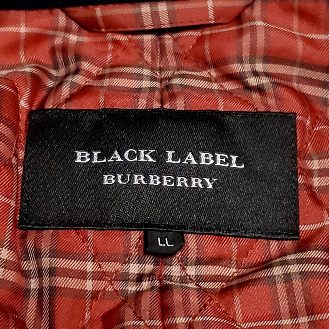 美品 XL バーバリーブラックレーベル ピーコート 紺 ホースロゴ ボタン ノバチェック 中綿 キルティング BURBERRY BLACK LABEL ネイビー