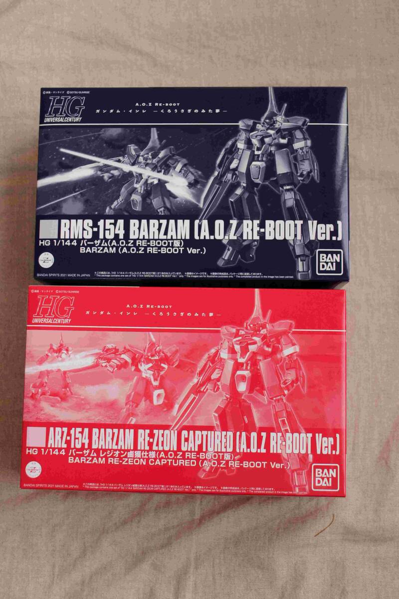 HGUC 1/144 バーザム A.O.Z RE-BOOT版（量産型）＆ バーザム レジオン 鹵獲仕様 A.O.Z RE-BOOT版 プレミアムバンダイの画像1