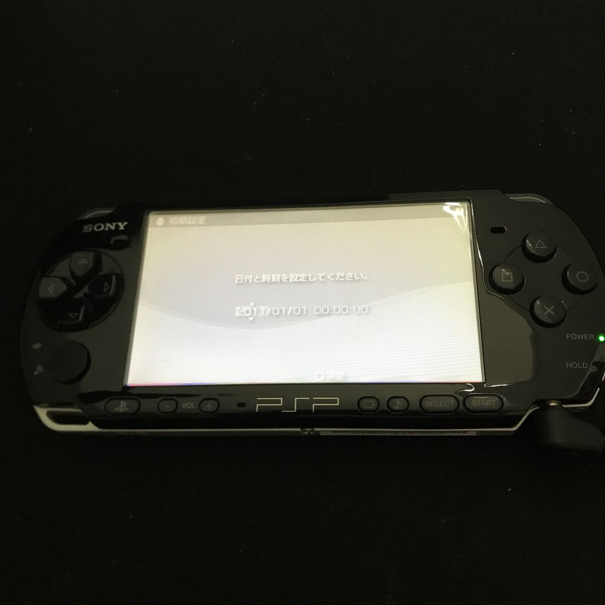 【W574】Playstation Portable 3000 ブラック 本体のみ ソフト付/起動確認済 バッテリー 充電器無 プレイステーションポータブル の画像1