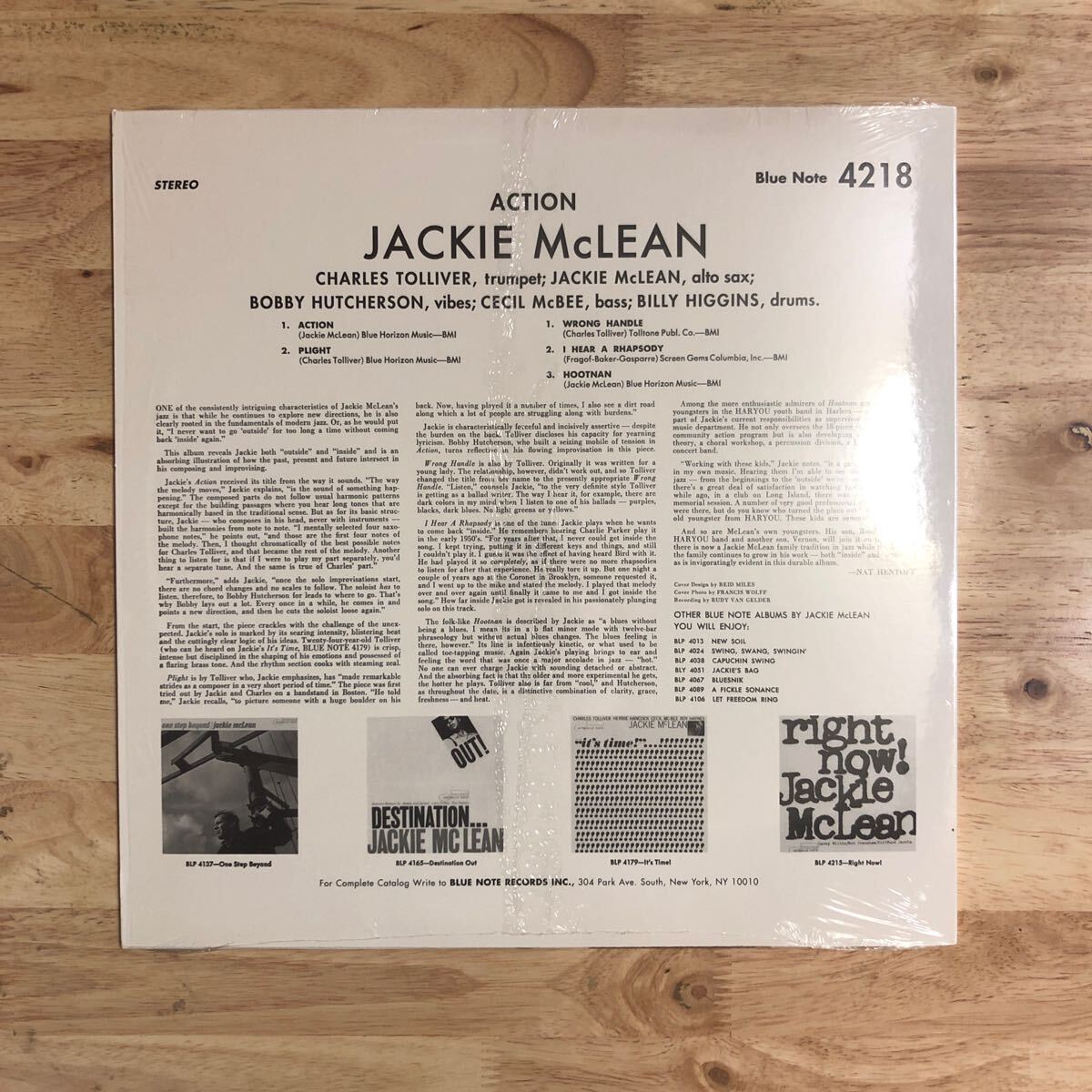 LP 美品 JACKIE McLEAN/ACTION[US盤:BLUE NOTE67年作:180g盤:CHARLES TOLLIVER(tp)BOBBY HUTCHERSON(vib)CECIL McBEE(b)BILLY HIGGINS(dr)]の画像2