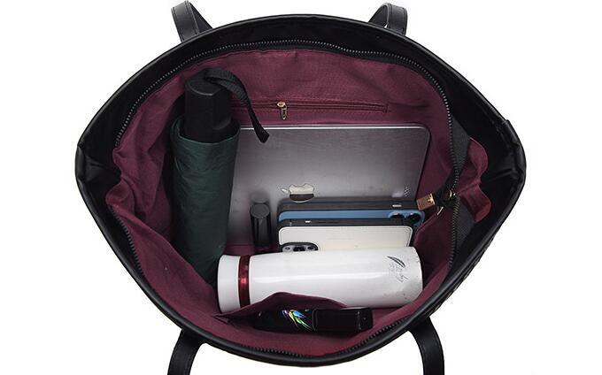 ダブルフェイス 編み模様の大容量 トートバッグ 通勤用 レディースハンドバッグ 高級感のある大容量バッグ/405の画像5