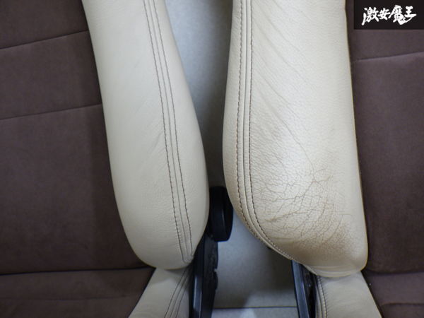 ★売り切り★ 張り替え品 RECARO レカロ SR-3 汎用 セミバケット セミバケ シート 底止め 左右セット 2脚 アイボリー×ブラウン 即納 棚N-2の画像4