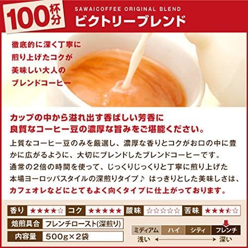 澤井珈琲 コーヒー 専門店 コーヒー豆 2種類 (ビクトリーブレンド/ブレンドフォルティシモ) セット 2kg (500g x 4の画像5