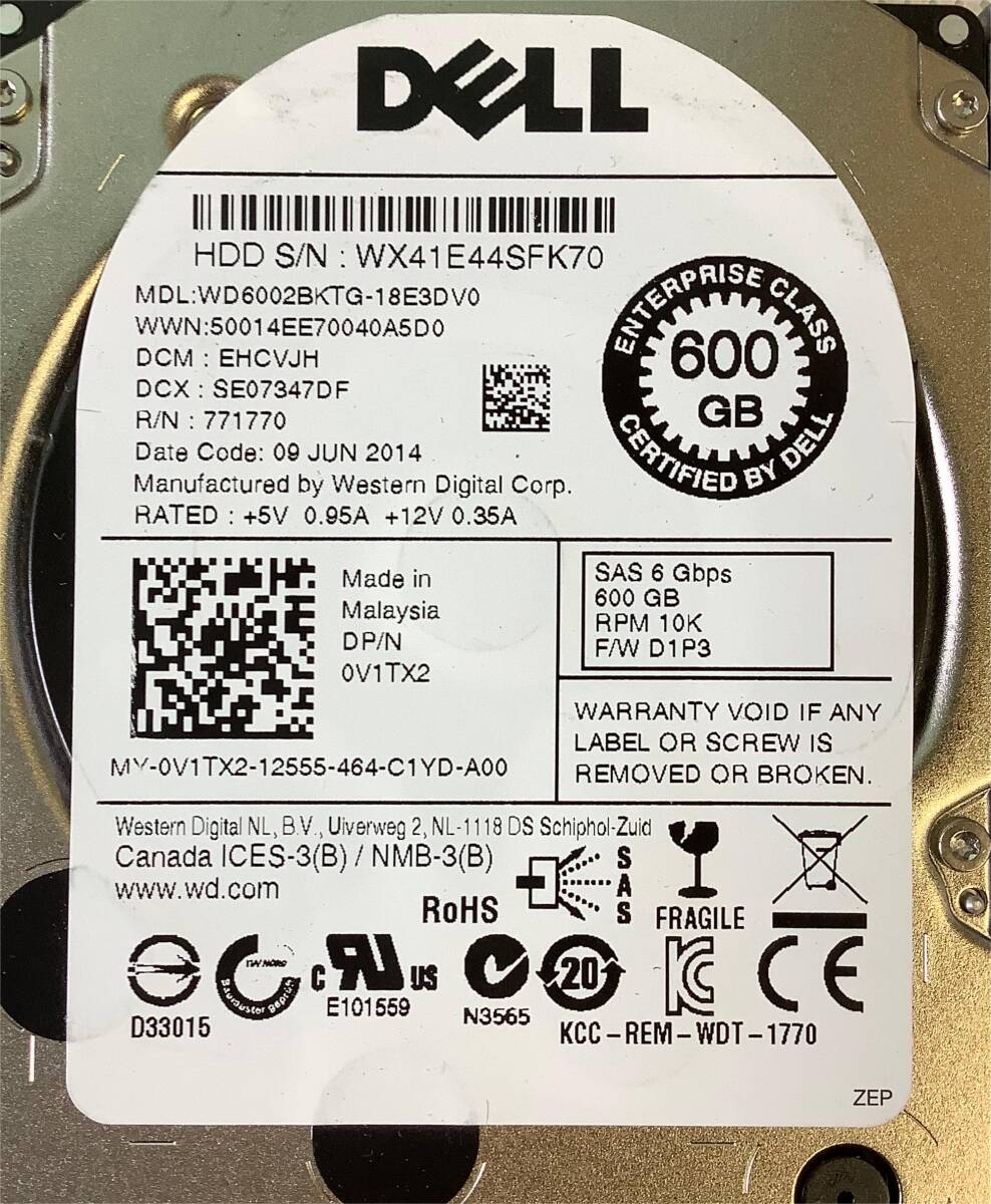 S6043060 DELL 600GB SAS 10K 2.5 -inch HDD 4 point [ used operation goods ]