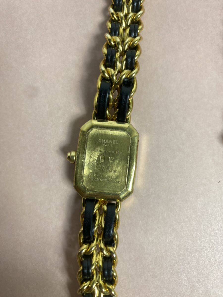１円スタート2本セットCHANELプルミエール Lサイズ×2 腕時計 ゴールド レザー 稼働品 の画像5