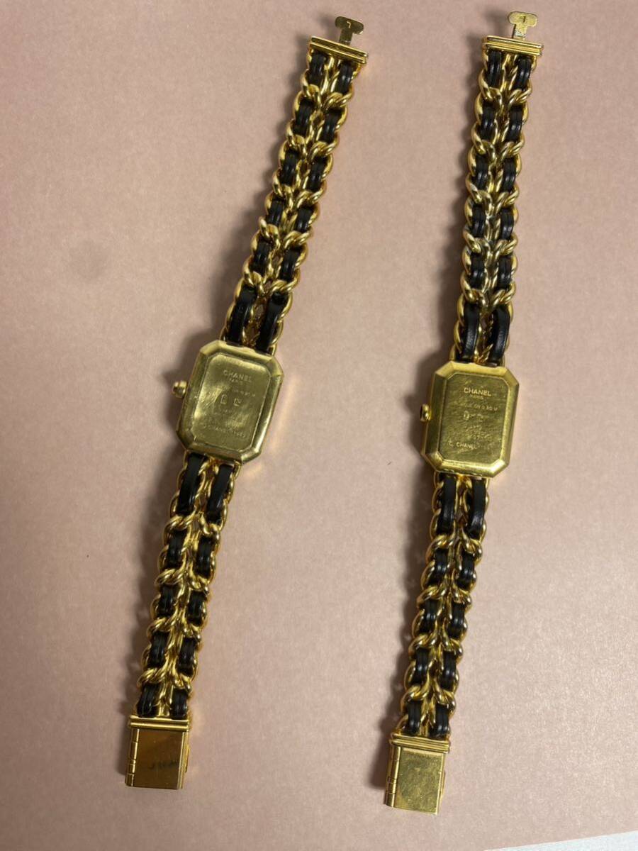 １円スタートCHANEL プルミエール 腕時計 ２つセット まとめ ゴールド 稼働品 ブラック レザー エルサイズ ×2の画像7