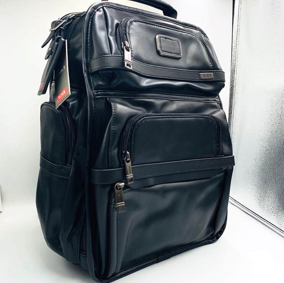 【新品同様】トゥミ TUMI アルファ3 バックパック リュック 牛革オールレザーブリーフバッグ 大容量 ブラック 黒 メンズ ビジネス 多収納可の画像1