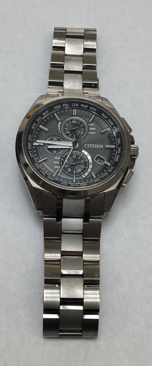 【ジャンク】CITIZEN シチズン ATTESA アテッサ H804-T018696 ダイレクトフライト エコ・ドライブ 電波時計※龍頭不良※クロノ未確認※