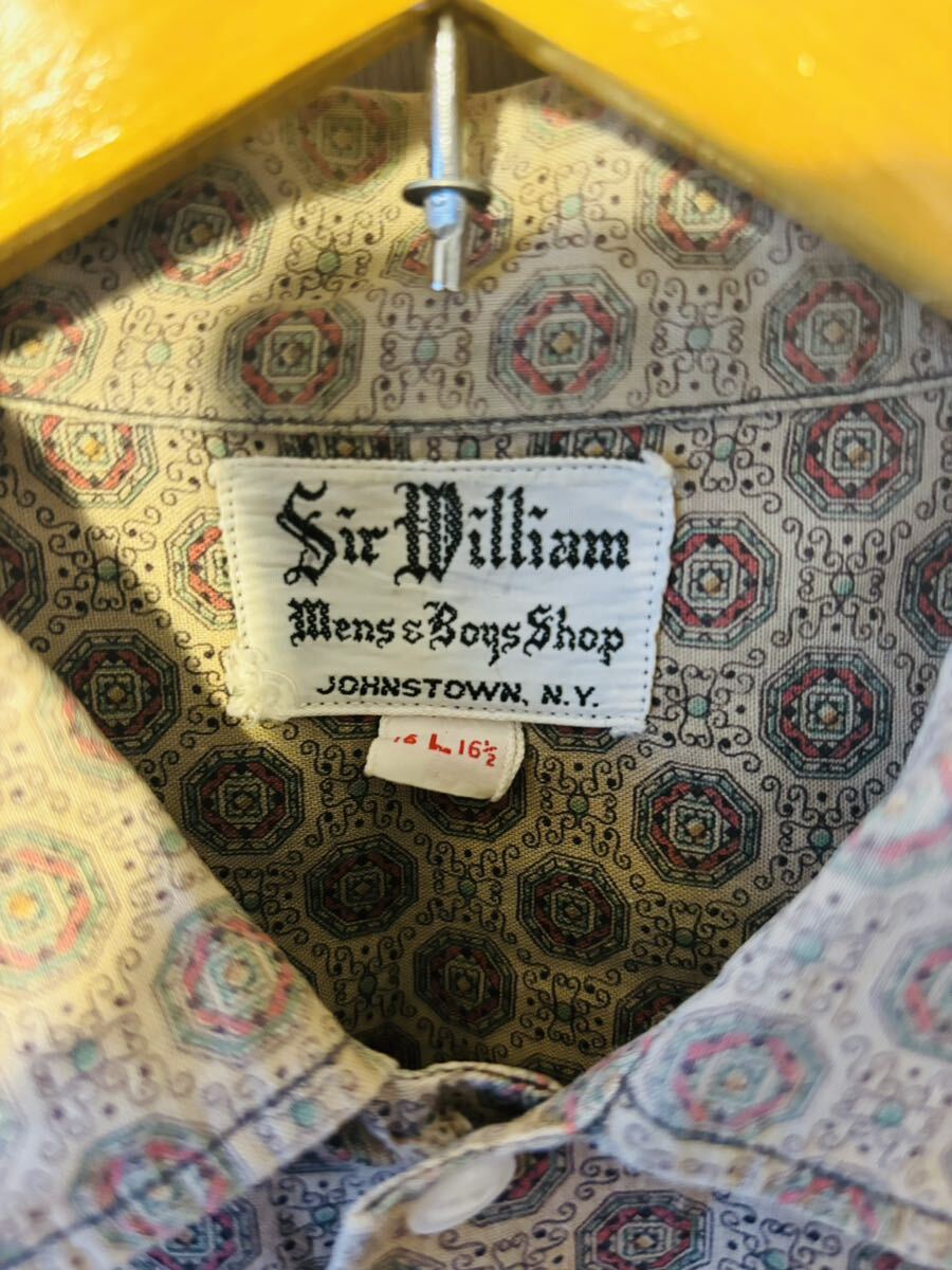 ビンテージ 60s 60年代 sir william mens boys shop johnstown n.y USA製 ペイズリー柄 バティック柄 開襟 オープンカラー アロハ 総柄_画像4