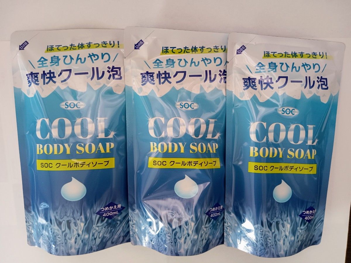 クール　ボディソープ　400ml　詰替用　 ３袋セット　ほってた体すっきり　 全身ひんやり　爽快クール泡　液体　詰替え用