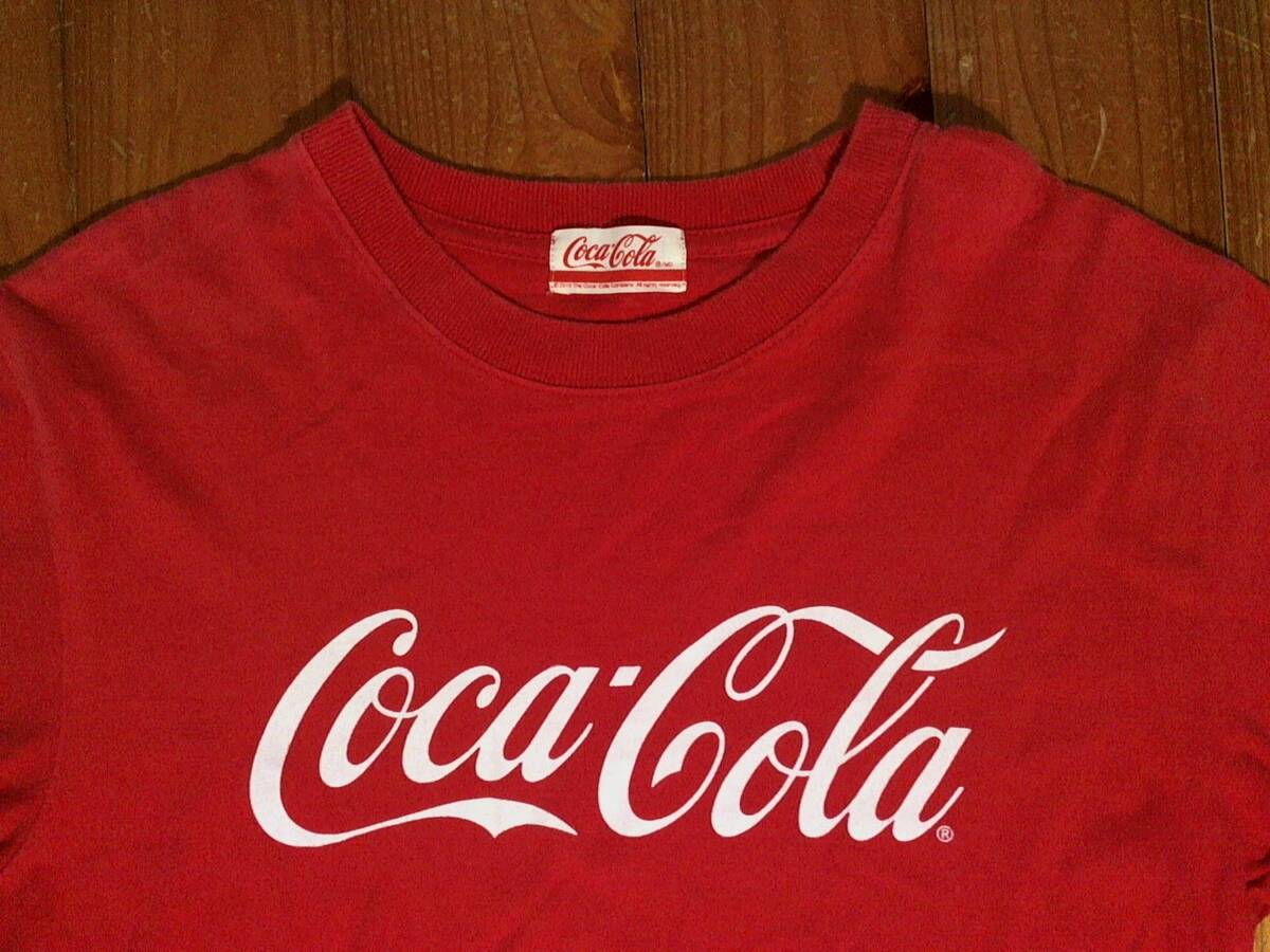 ☆色落ち有☆コカ・コーラ☆Coca/Cola☆ロゴプリント 半袖Tシャツ コットンTシャツ M 赤 レッド_画像2