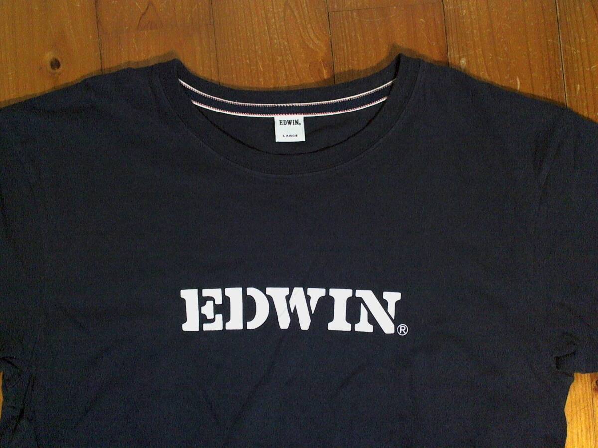 ☆微難有☆エドウィン☆EDWIN☆ロゴプリント 半袖Tシャツ コットンTシャツ L 濃紺_画像2