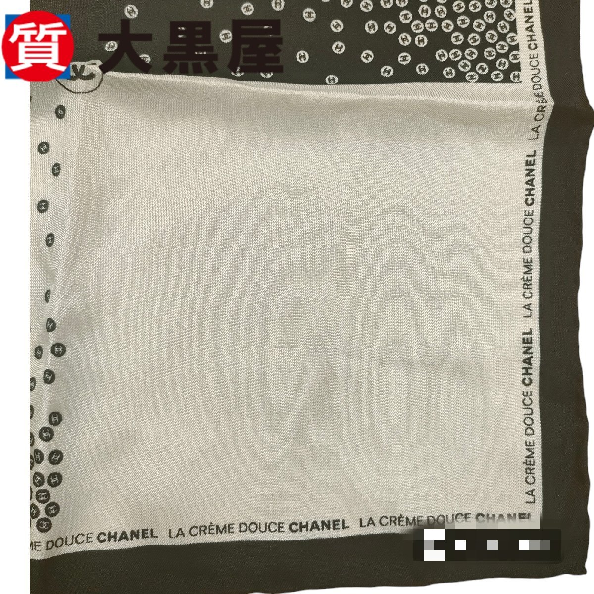 【大黒屋82】CHANEL シャネル ノベルティ スカーフ ネッカチーフ ホワイト ブラック モノクロ ココマーク シルク100％ 服 小物の画像4