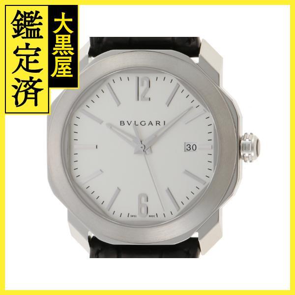 BVLGARI　ブルガリ 　オクト　OC41CSLD　自動巻き　ステンレス　クロコダイル　シースルーバック　シルバー文字盤　【432】