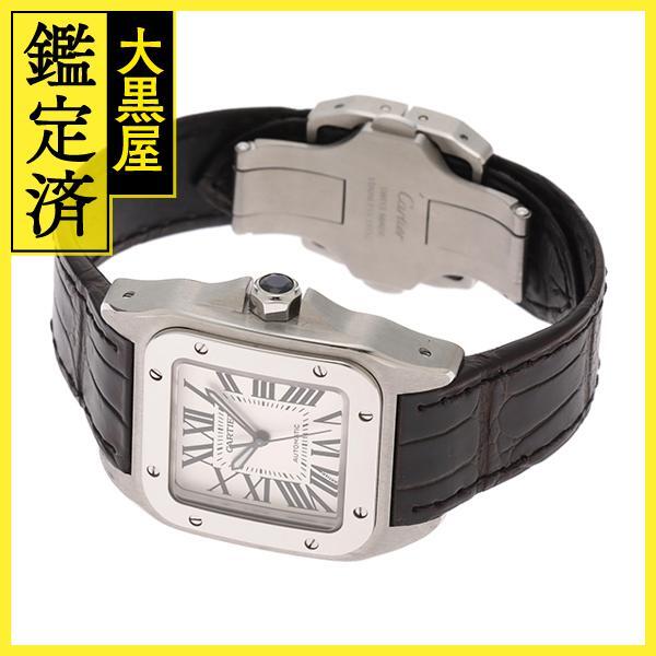 Cartier カルティエ 腕時計 サントス100 MM W20106X8 ステンレス/クロコベルト シルバー文字盤 自動巻【472】SJ_画像3