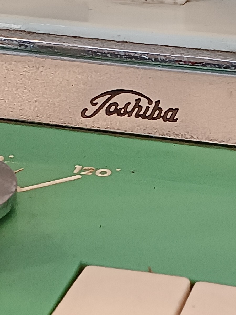 W小F466★ TOSHIBA 東芝扇風機 MN レトロ ロータリーベース グリーン 完全動作品 4枚羽 アンティーク お座敷扇の画像10