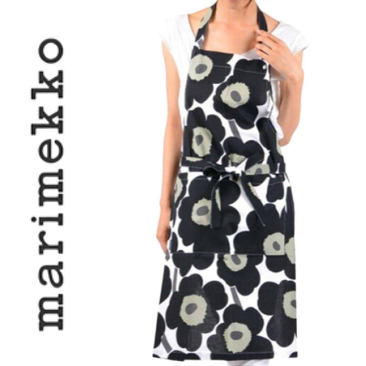 《マリメッコmarimekko／新品》ピエニウニッコ エプロン PIENI UNIKKO ESILINA APRON／64161 030／ホワイト/ブラック／MR000693の画像1