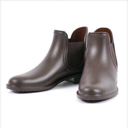 [ side-gore rain boots | unused ] lady's Short rain boots 3 centimeter heel |RB1404|M(23.5-24.0cm)| dark brown |OZ000911