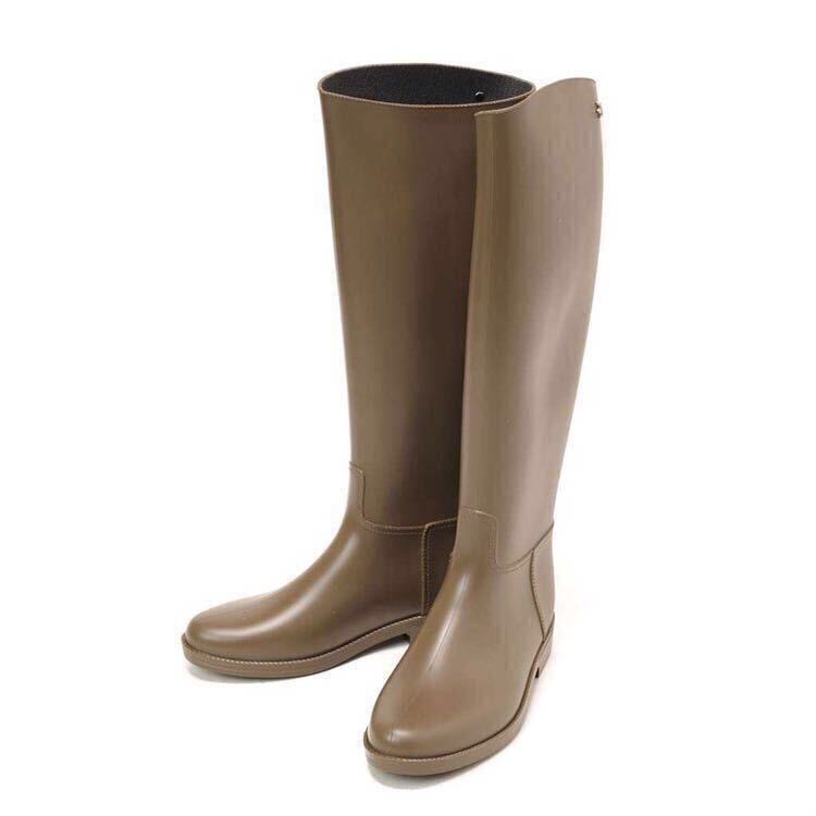 [UMOu-mo| unused with translation ]medusemete.-sFLAMBOR long rain boots boots lady's | beige 39( approximately 24.5) UX000087