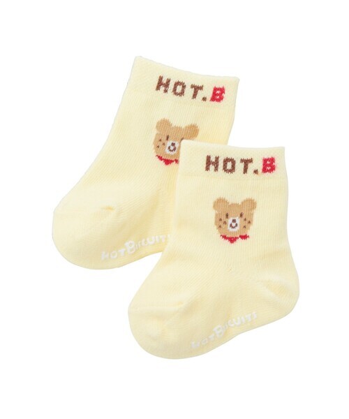 MIKI HOUSE HOT BISCUITS Miki House hot screw ketsu baby socks ( ivory * bear ) 7~8. baby socks .. socks 