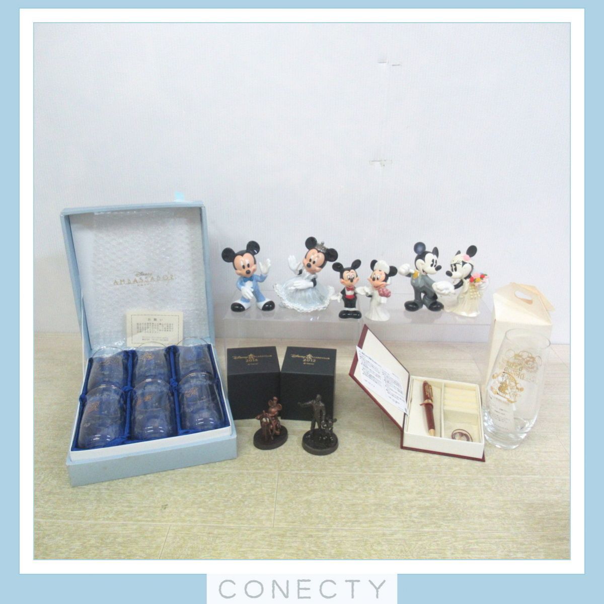  Disney set / Mira ko start 5 anniversary glass / Mickey minnie ceramics / photo stand / paperweight woruto Disney / ornament [B3[XX