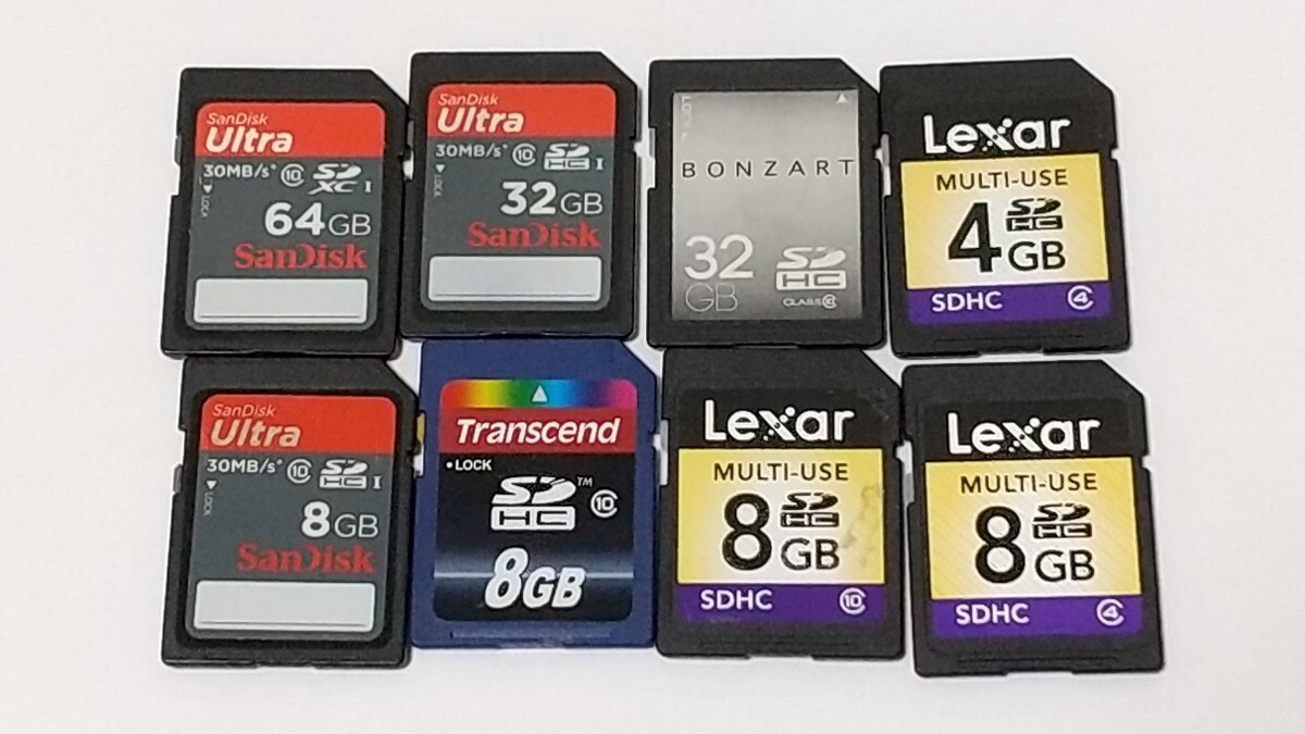 8枚セット SDHCカード 64GB〜4GB SDカード used ジャンク扱い の画像1