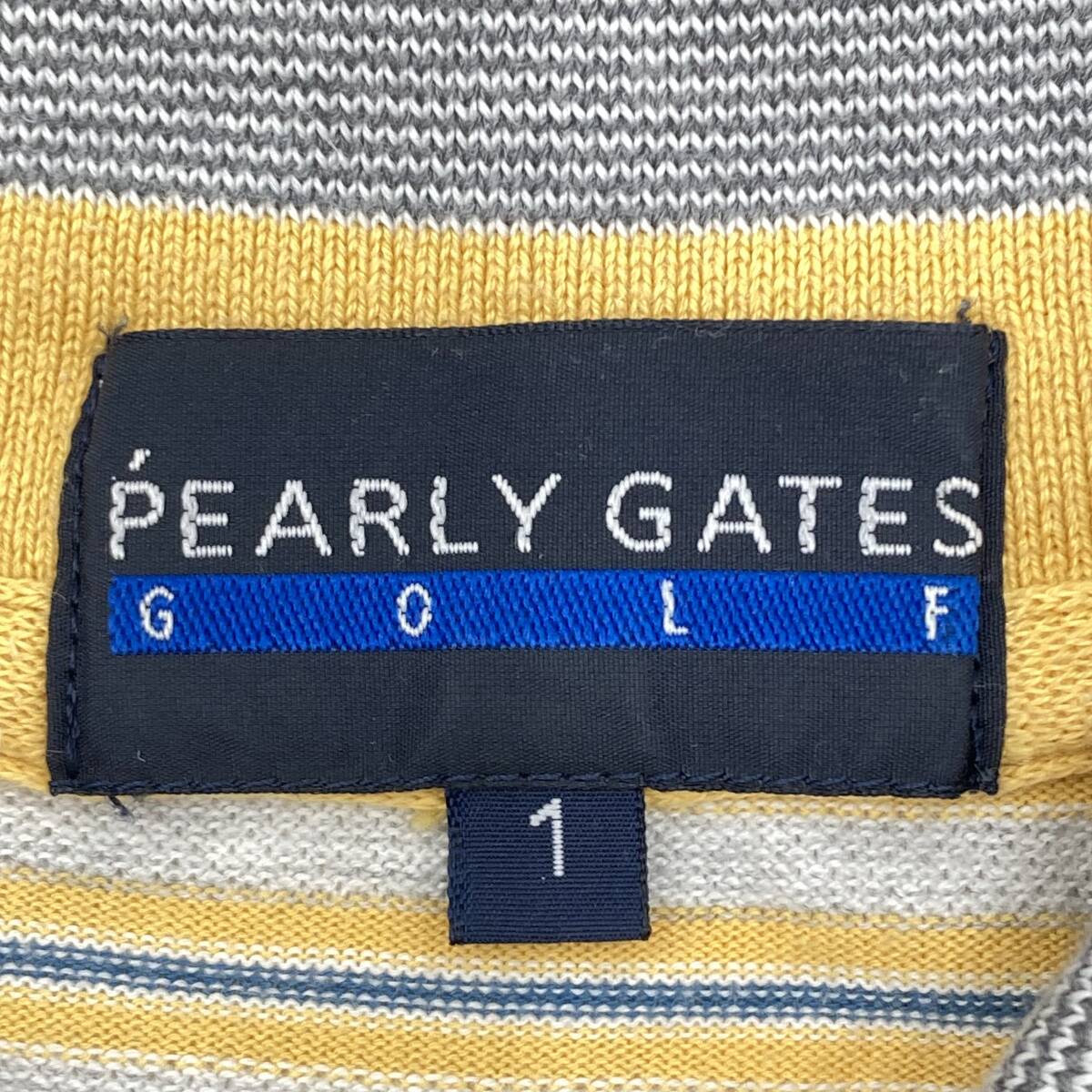 美品　PEARLY GATES パーリーゲイツ　ポロシャツ　1サイズ　イエロー　ボーダー　半袖_画像5