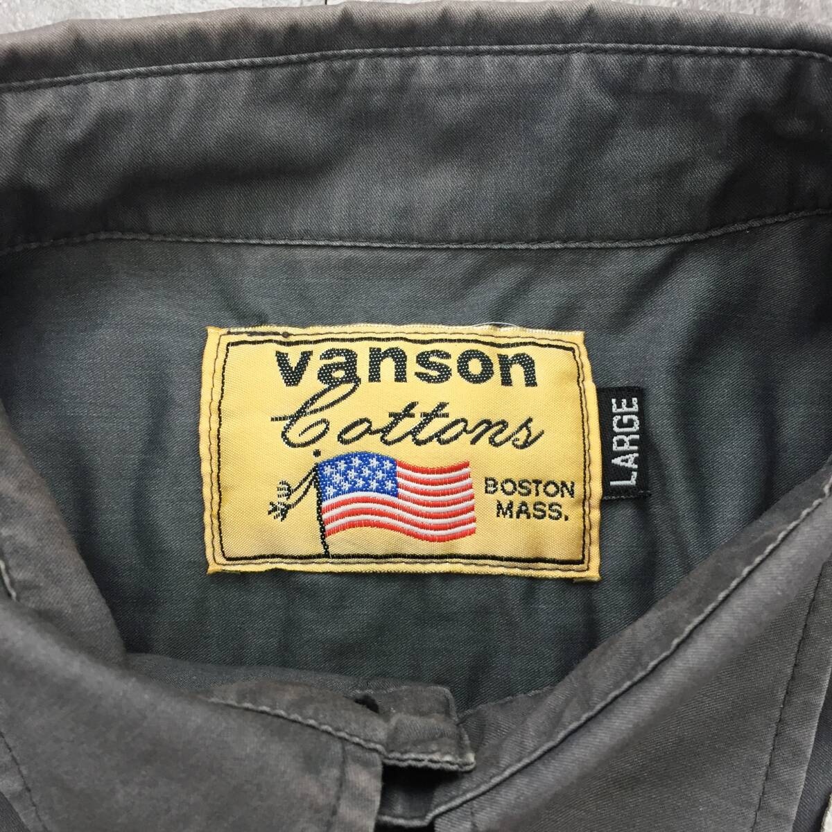 vanson leathers バンソン レザーズ ロゴ柄 半袖シャツ メンズ グレー 灰色 Lサイズ_画像6