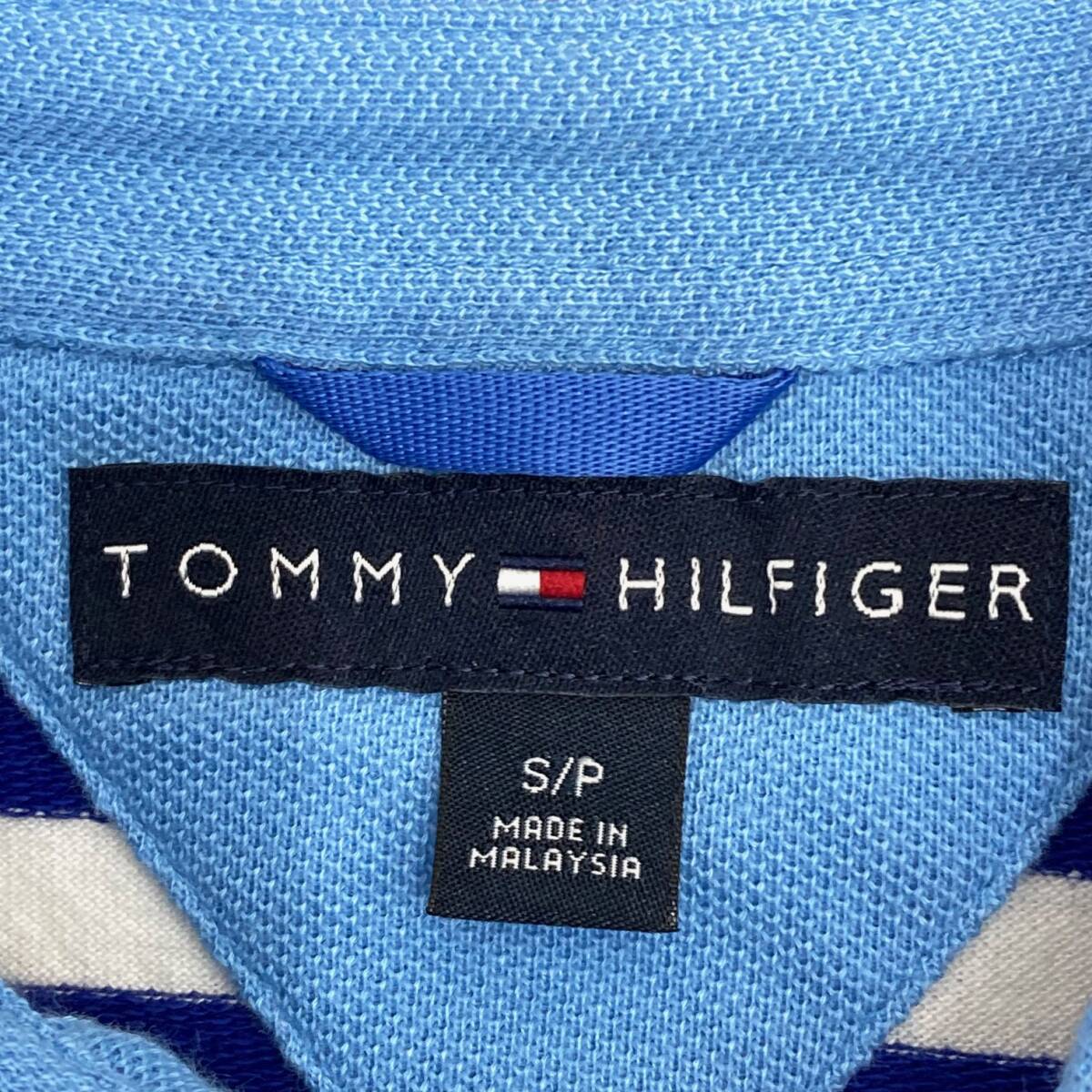 美品　TOMMY HILFIGER トミーヒルフィガー　ポロシャツ　ブルー　ホワイト　ボーダー　メンズ　半袖_画像5