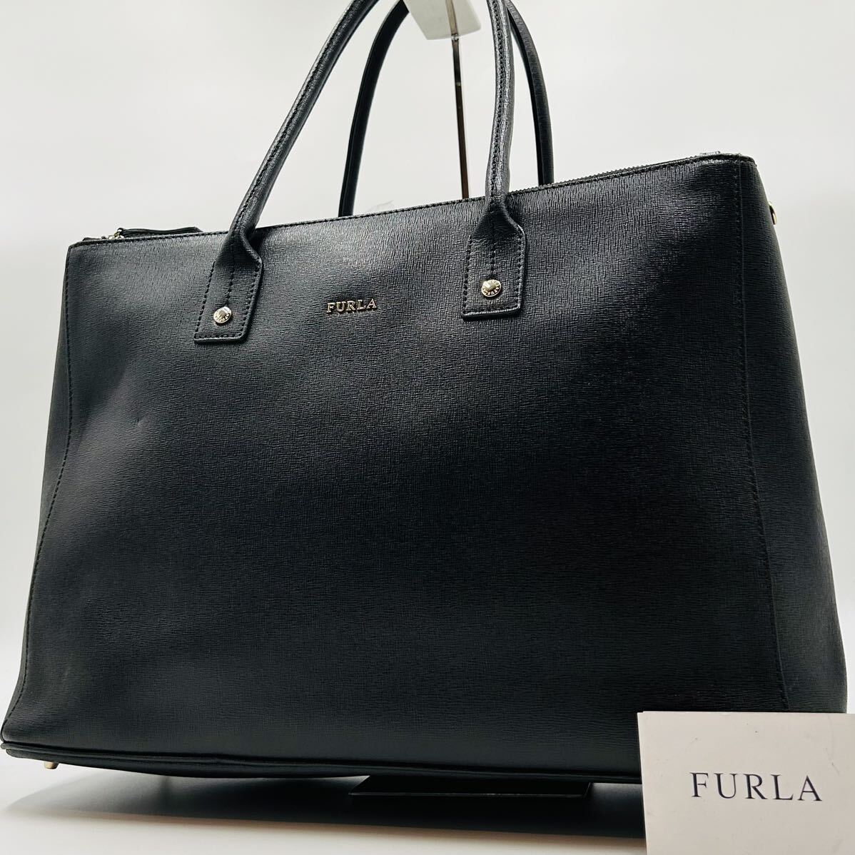 1円 〜【入手困難品】定価10万円 フルラ FURLA トートバッグ ビジネスバッグ ブリーフケース A4 2way ブラック レザー メンズ レディース