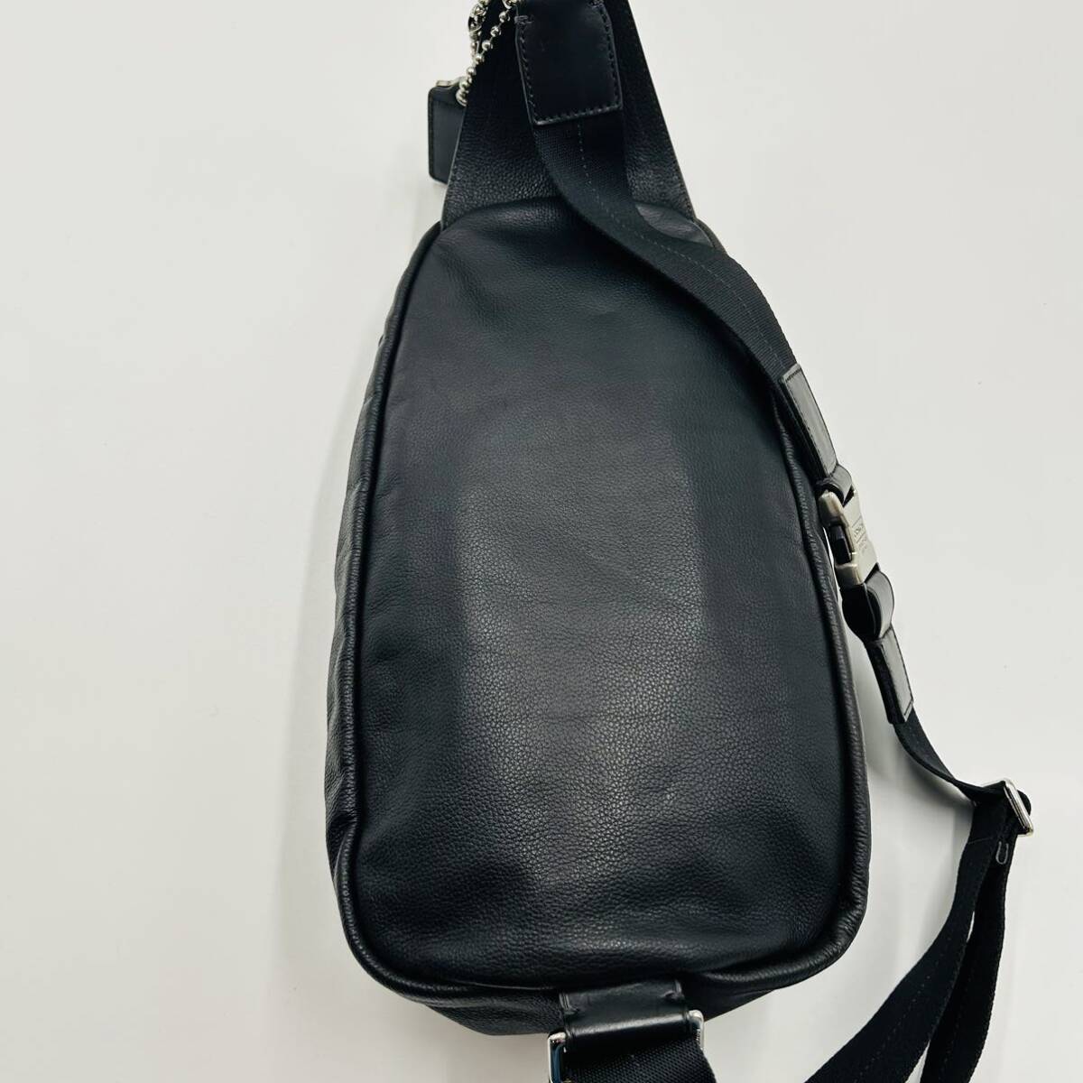 1 jpy ~[ hard-to-find goods ] hard-to-find goods Coach COACH ton pson body bag waist bag shoulder bag leather black men's lady's 