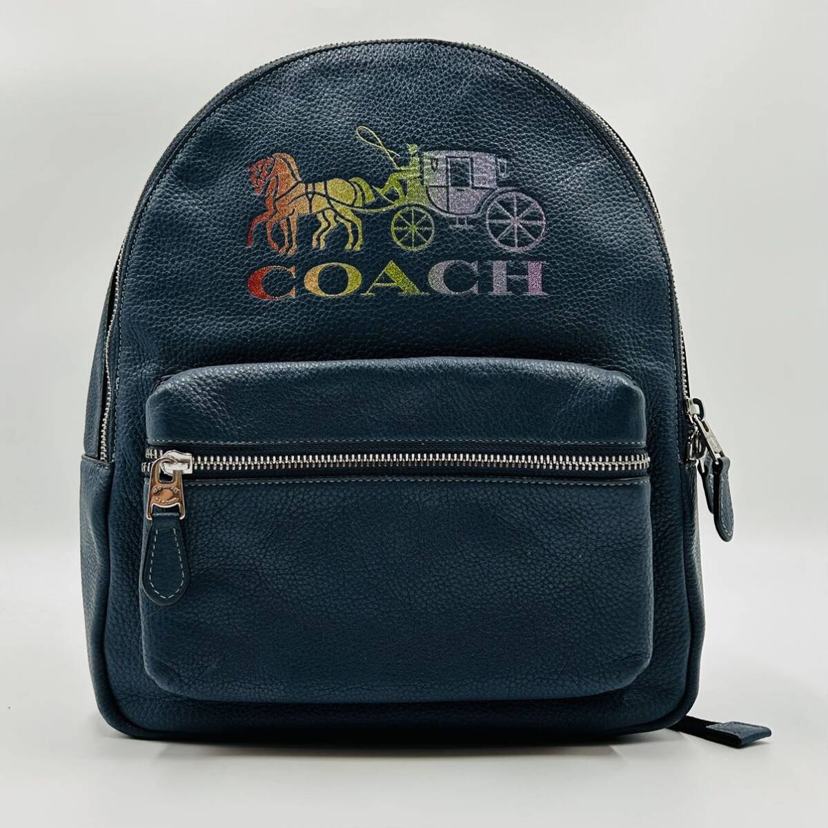 1円〜【入手困難品】定価10万円 コーチ COACH リュックサック バッグパック デイパック ブルー レザー メンズ レディース A4 ビジネス_画像2