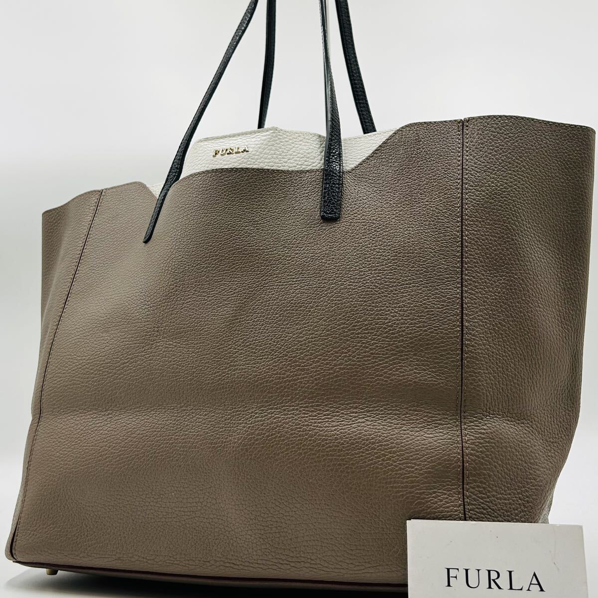 1円 〜【入手困難品】定価10万円 フルラ FURLA トートバッグ ビジネスバッグ ブリーフケース A4 2way ブラウン レザー メンズ レディース_画像1