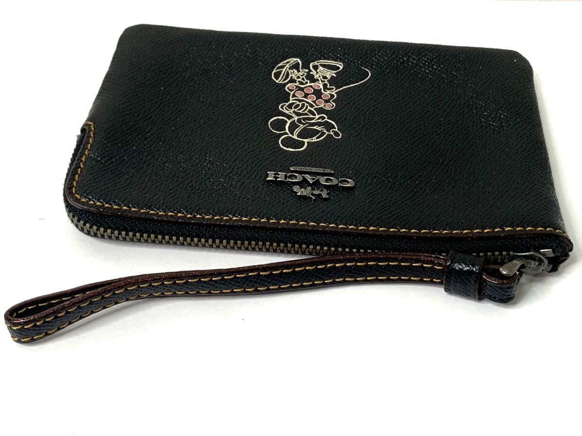 ☆美品☆COACH×Disney/コーチ×ディズニー レザーポーチ ブラック 小物入れの画像3