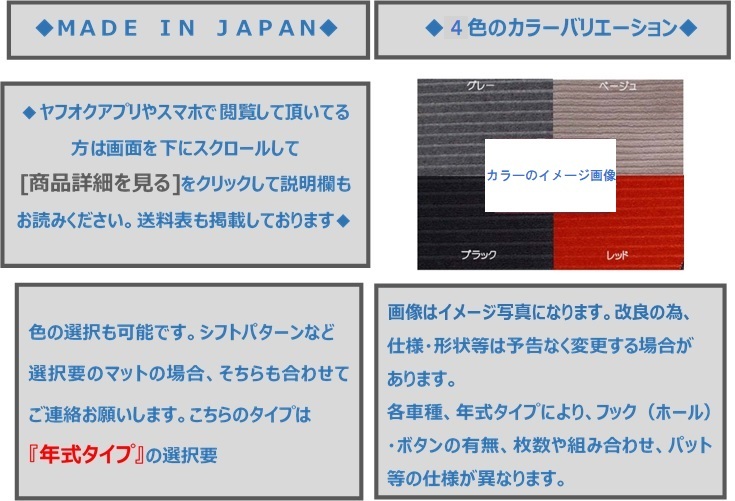 Jimny　ＪＡ１１Ｃ/１１Ｖ　ＪＡ１２Ｗ/ＪＡ２２Ｗ　ＪＢ２３Ｗ　ＪＢ６４Ｗ ジムニー運転席用マット☆選べるカラー４色☆ 新品 A/-r+①_画像2