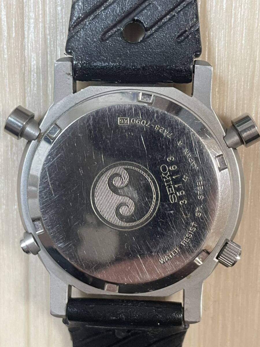 セイコー SEIKO ヨットタイマー 7A28-7090 SS 尾錠 腕時計 メンズ クォーツ 不動 _画像5