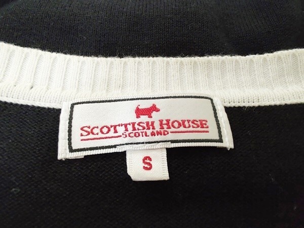 スコッチハウス 犬柄ビジュー 白黒切り替え 赤ボーダー ニットワンピース Sサイズ THE SCOTCH HOUSE_画像9