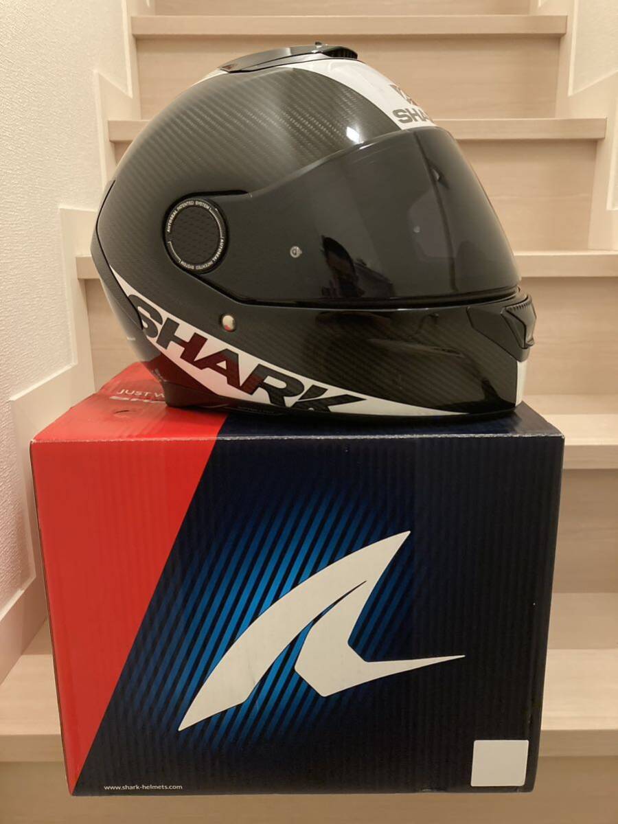 SHARK SPARTAN カーボン フルフェイスヘルメット XL 美品 インカム ダークスモークシールド付_画像2