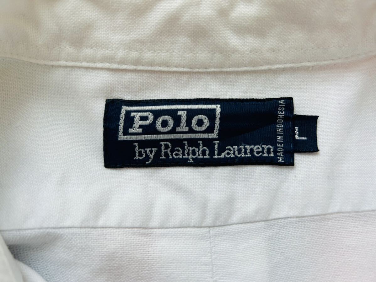 送料無料 ポロ ラルフローレン オックスフォード ボタンダウンシャツ メンズ Lサイズ ホワイト 白色 ラギット Polo Ralph Lauren RRL