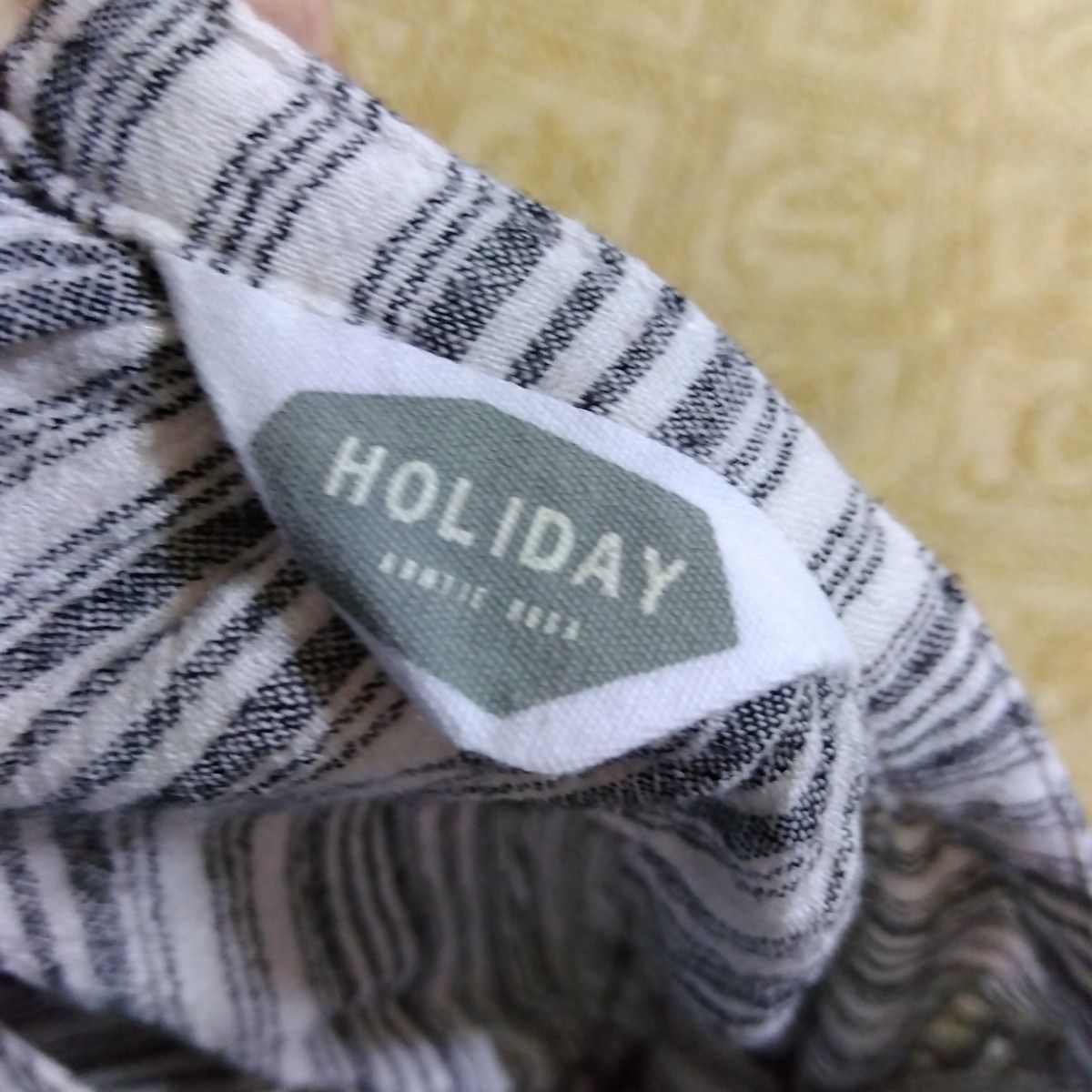 【HOLIDAY】綿100% グレー ストライプ チュニックシャツ