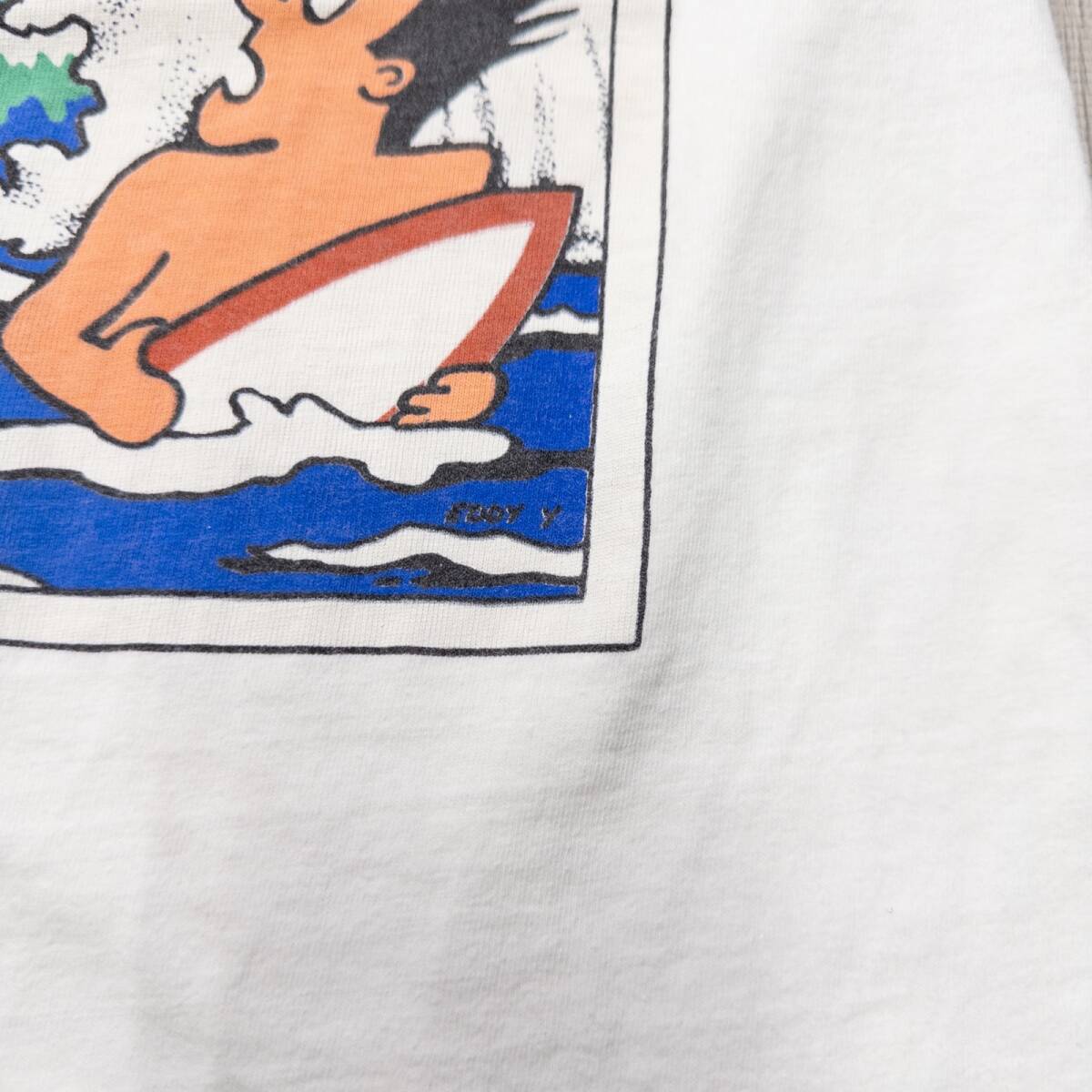 古着 90s HOBIE SURF MONSTER プリントTシャツ トップス メンズM ホワイト シングルステッチ_画像5