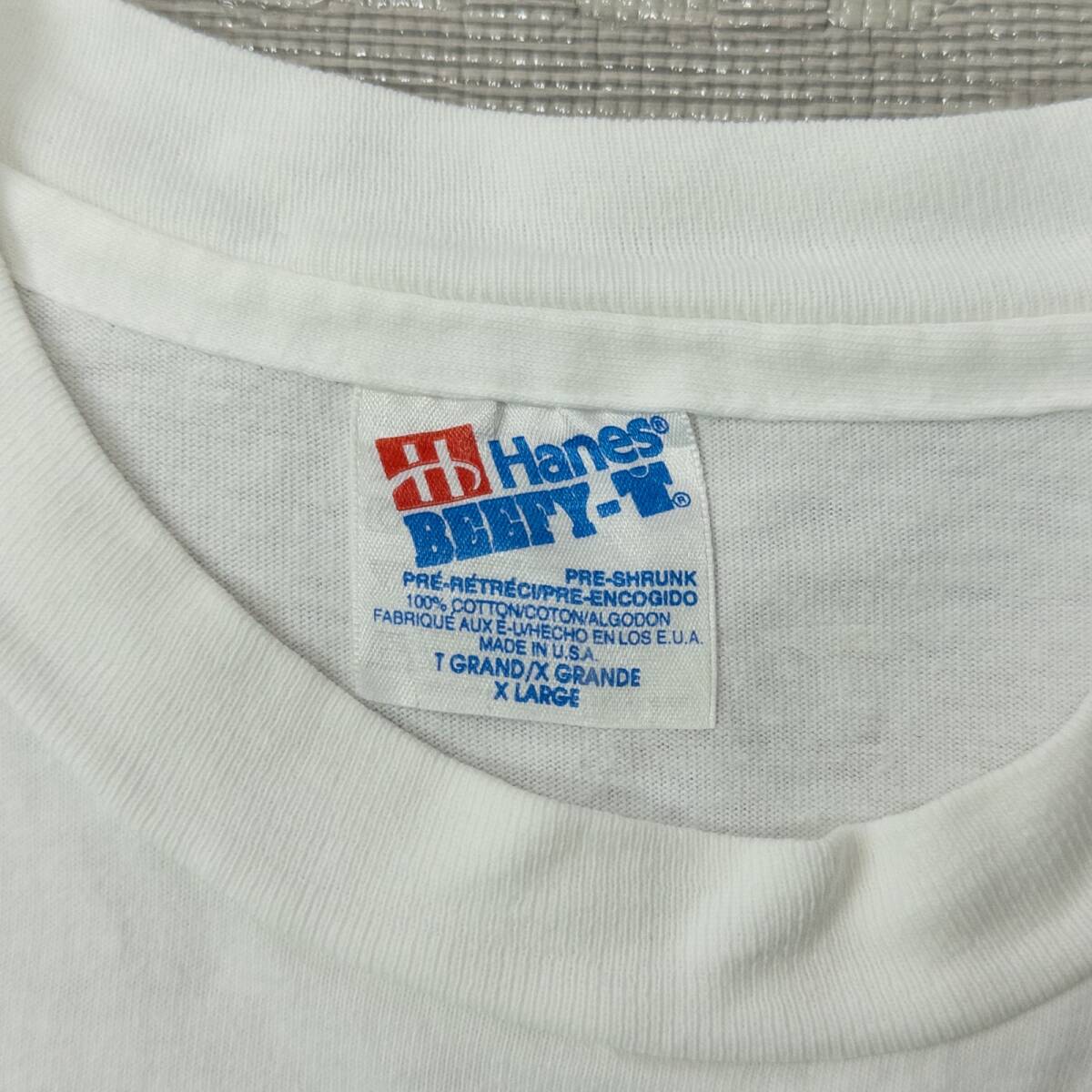 古着 90s Hanes ヘインズ 犬 dog アニマル プリント Tシャツ トップス メンズXL ホワイト USA製 シングルステッチ_画像3