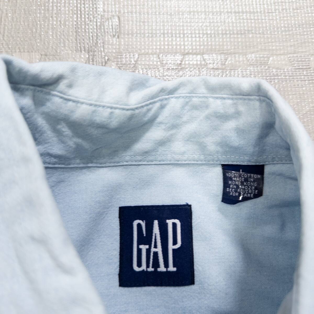 古着 90s GAP オールドギャップ ショート丈 長袖シャツ トップス メンズL 香港製_画像3