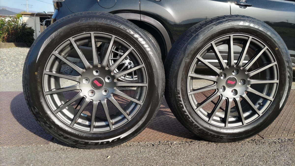 STI 18インチ 7.5J＋55 PCD114.3 5穴 ガンメタ BS DUELER H/P 225/55R18 2018年製 ２本の画像1