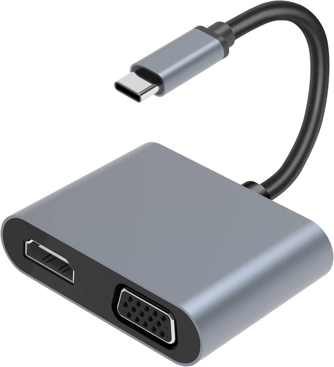 USB C ハブ Type C ハブ VGA HDMI アダプタ 2in1 変換 アダプター 4K@30Hz HDMI / 1080P VGA UHD コンバータ USB ハブ HDMI _画像1