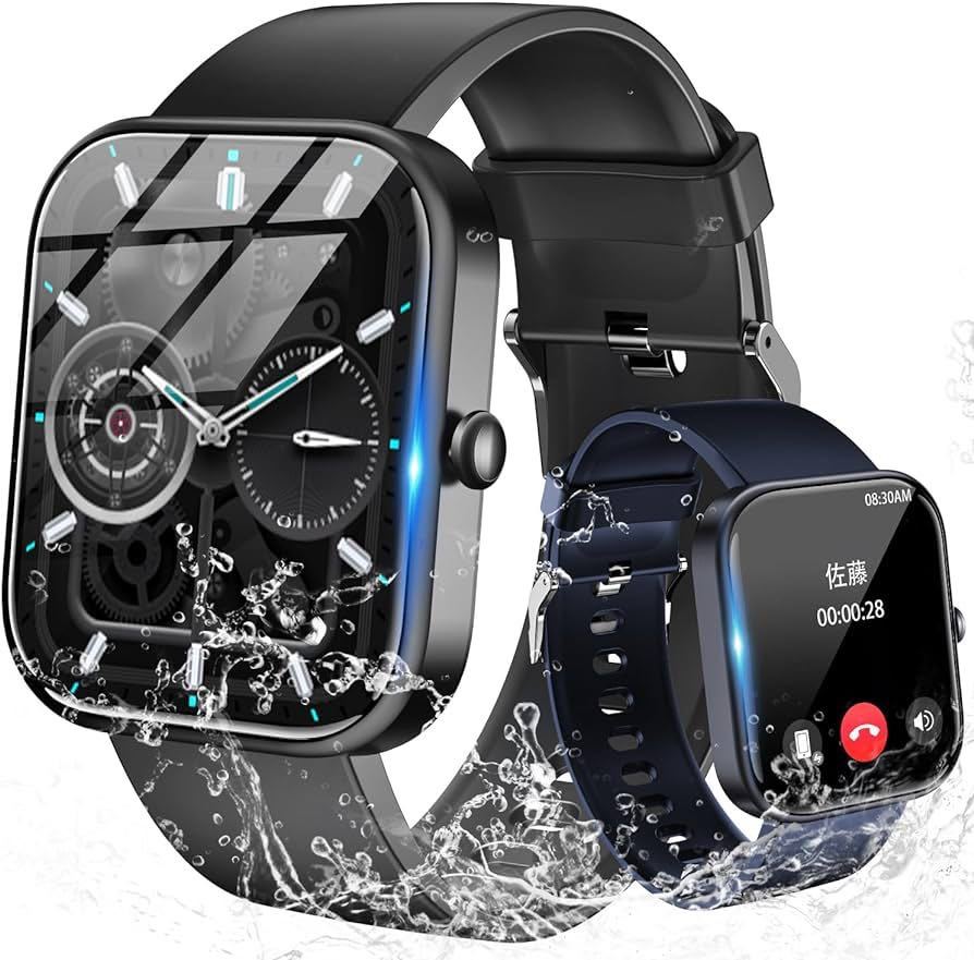 смарт-часы [2023 год кожа новый модель 2 дюймовый большой экран ] спорт часы Bluetooth5.2 телефонный разговор c функцией IP68 водонепроницаемый пыленепроницаемый ударопрочный падение предотвращение 