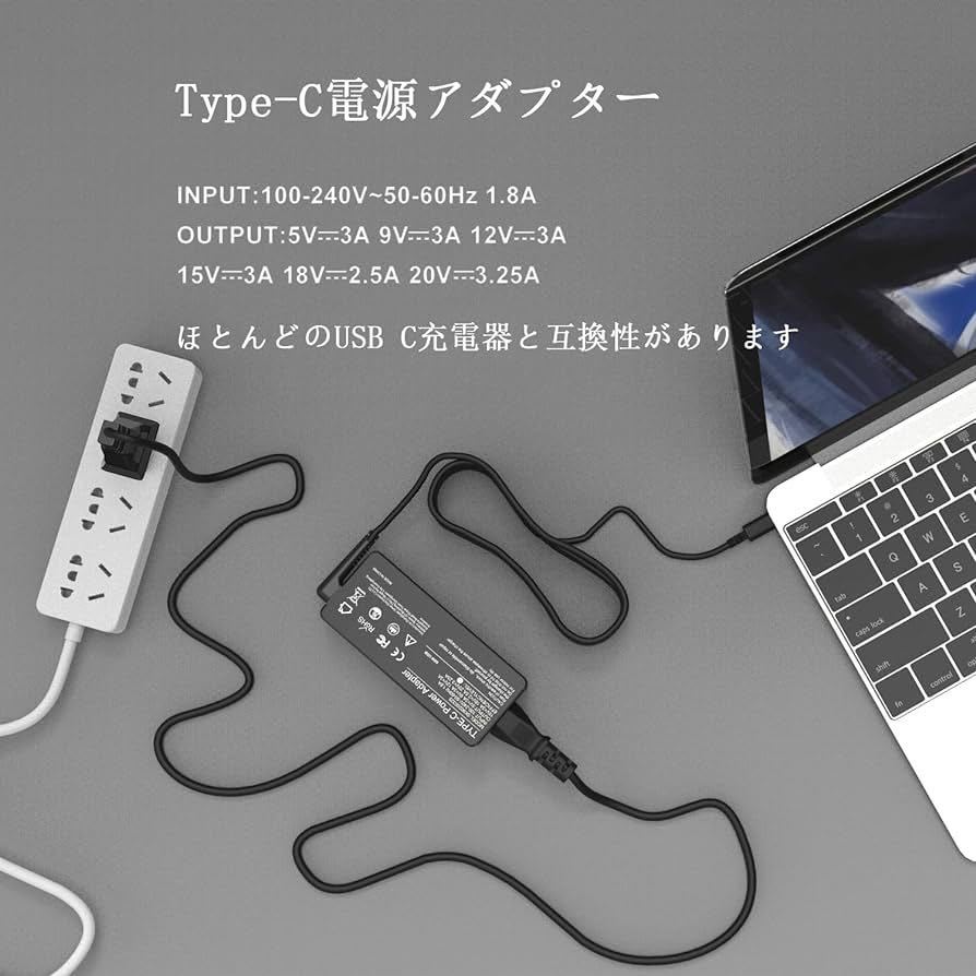ACアダプター Type-C PD対応 65W iphone対応 Lenovo/ThinkPad/ThinkBook USB-C USB-A DC5V/9V/12V/15V/20V 急速充電器 DCアダプタータイプC